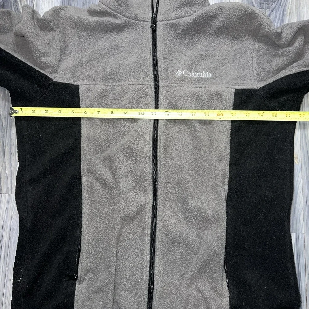 Columbia Fleece Jacket Mens Medium Gray Black Full Zip Outdoor Hiking Trailwear
